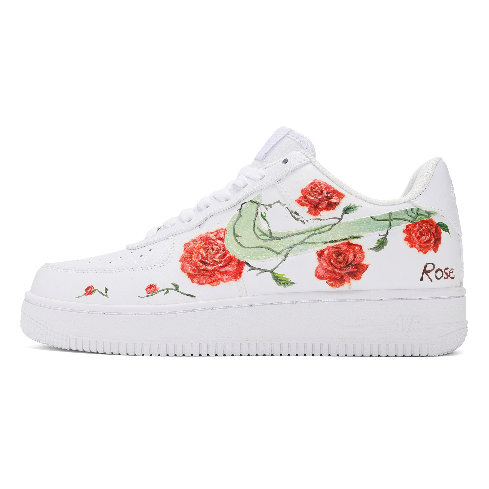 Buy [Zapatos Personalizados] Nike Air Force 1 Low 'Arte Toque Rosa 3D' CW2288-111(Team23-男款-玫瑰花-纯白)