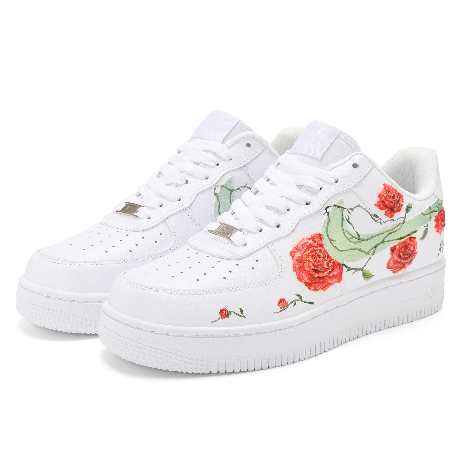 Lookbook [Zapatos Personalizados] Nike Air Force 1 Low 'Arte Toque Rosa 3D' CW2288-111(Team23-男款-玫瑰花-纯白)
