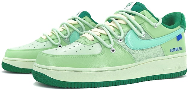 【定制球鞋】 Nike Air Force 1 Low 520 vibe風做舊 毛邊 藍色皮牌 低幫 板鞋 男款 綠色 Lookbook 【定制球鞋】 Nike Air Force 1 Low 520 vibe風做舊 毛邊 藍色皮牌 低幫 板鞋 男款 綠色