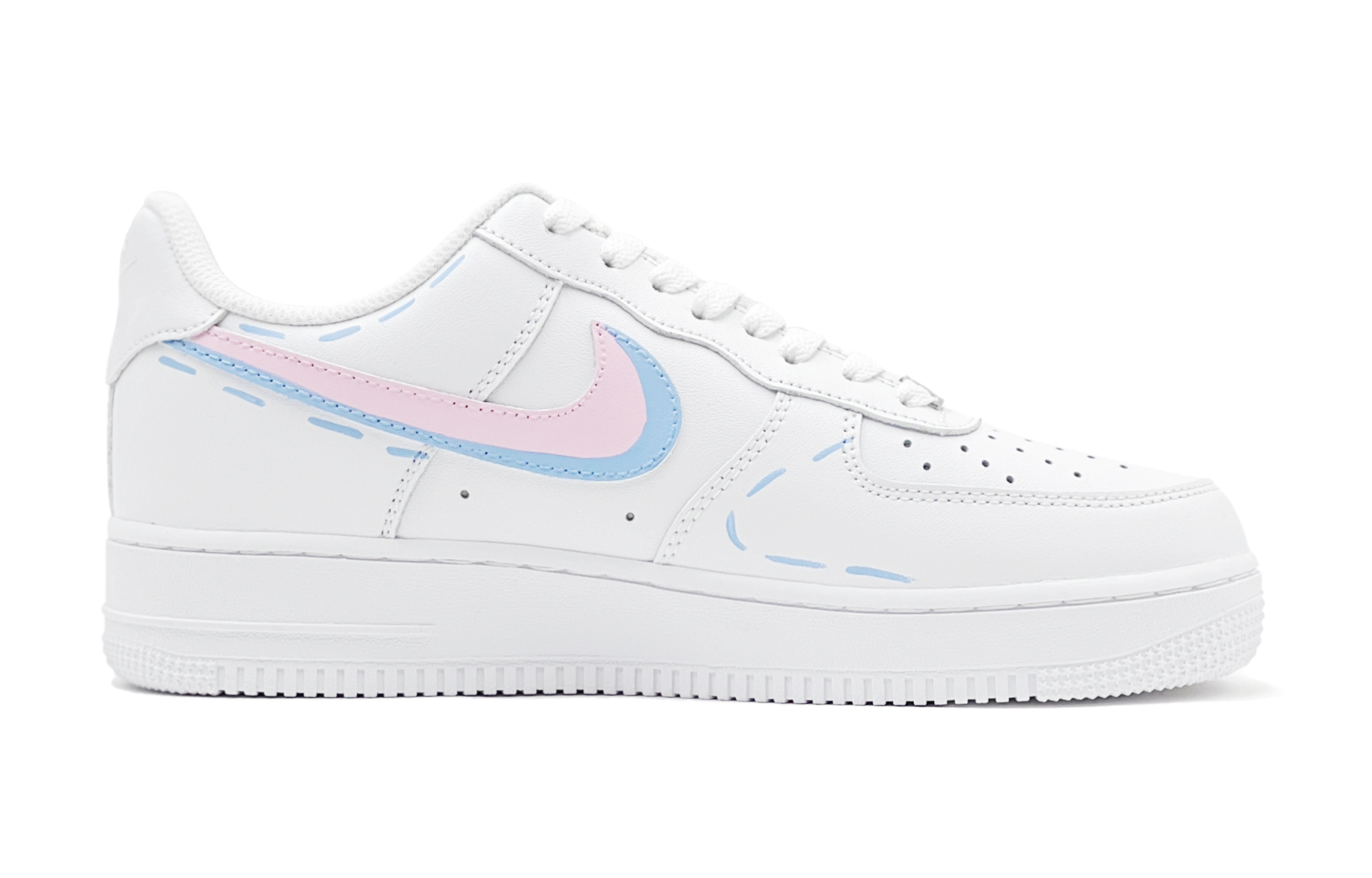 Order 【カスタムシューズ】ナイキ エアフォース 1 ロー 'アカデミースタイル スウッシュ ピンクブルー' DH2920-111(TeamS-炫彩线条女S-BOX)