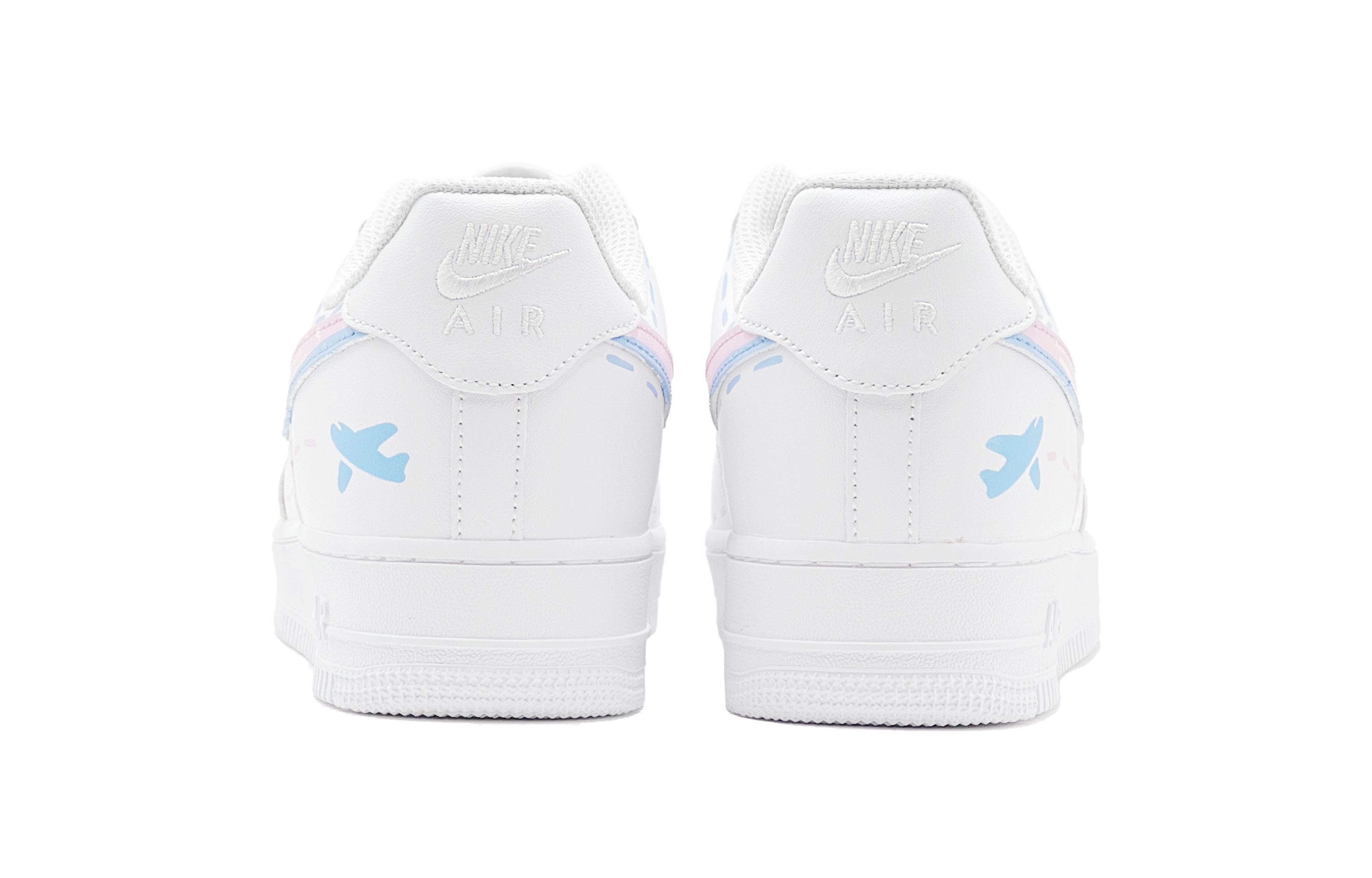 Shop 【カスタムシューズ】ナイキ エアフォース 1 ロー 'アカデミースタイル スウッシュ ピンクブルー' DH2920-111(TeamS-炫彩线条女S-BOX)