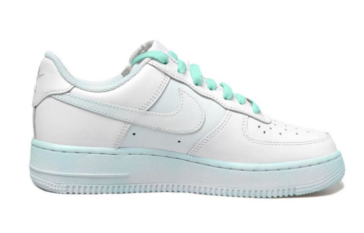 Order [Kasut Custom] Nike Air Force 1 Rendah 'Senyum Hijau Tiffany Usang' CW2288-111(Team拾玖-白绿做旧男S-BOX）