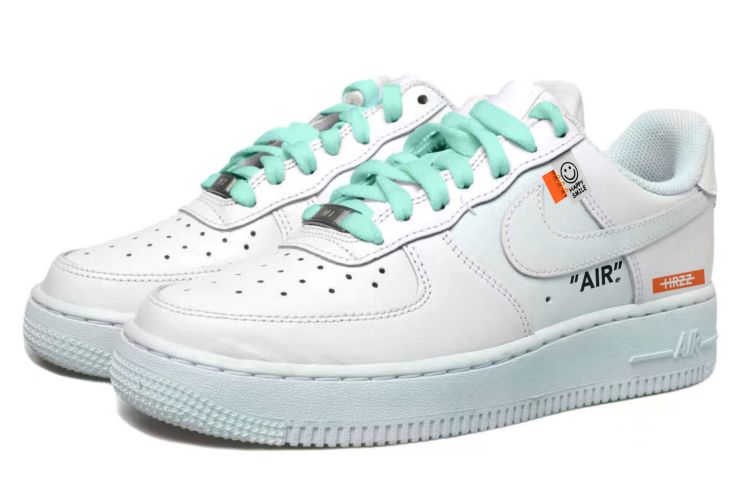 Lookbook [Kasut Custom] Nike Air Force 1 Rendah 'Senyum Hijau Tiffany Usang' CW2288-111(Team拾玖-白绿做旧男S-BOX）