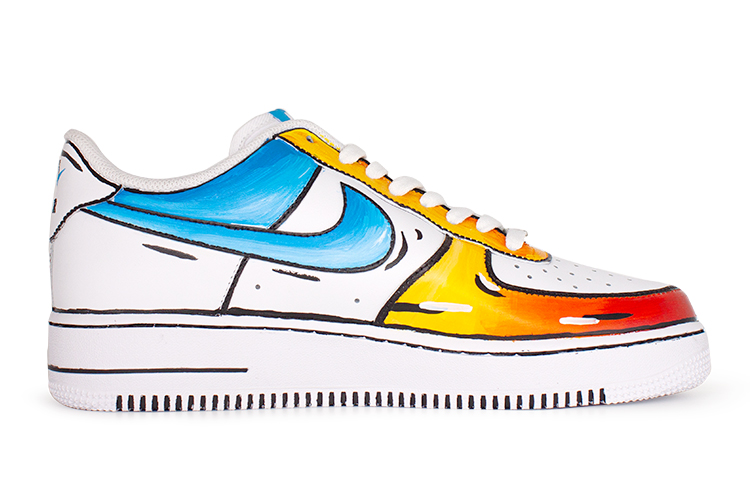 Order [定制鞋] 耐克空军1号低帮 '动漫涂鸦橙黄蓝色' CW2288-111(Team41-橙黄蓝漫画风)