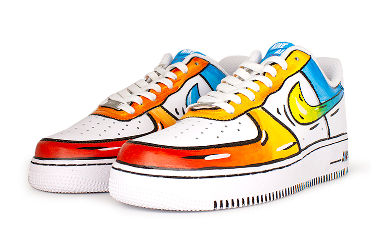 Lookbook [定制鞋] 耐克空军1号低帮 '动漫涂鸦橙黄蓝色' CW2288-111(Team41-橙黄蓝漫画风)