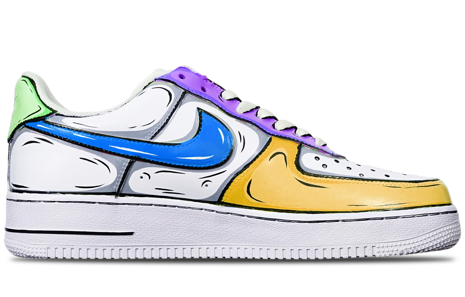 Order [Kasut Custom] Nike Air Force 1 Low 'Anime Multicolor' CW2288-111(TeamT-二次元橙紫绿S-BOX)