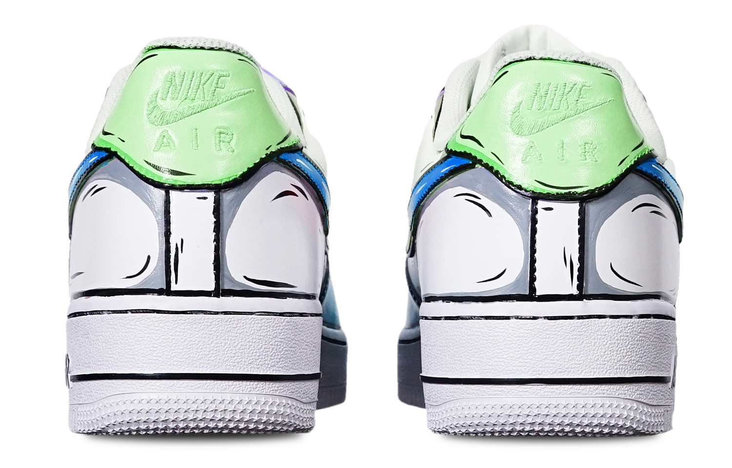 Shop [Kasut Custom] Nike Air Force 1 Low 'Anime Multicolor' CW2288-111(TeamT-二次元橙紫绿S-BOX)