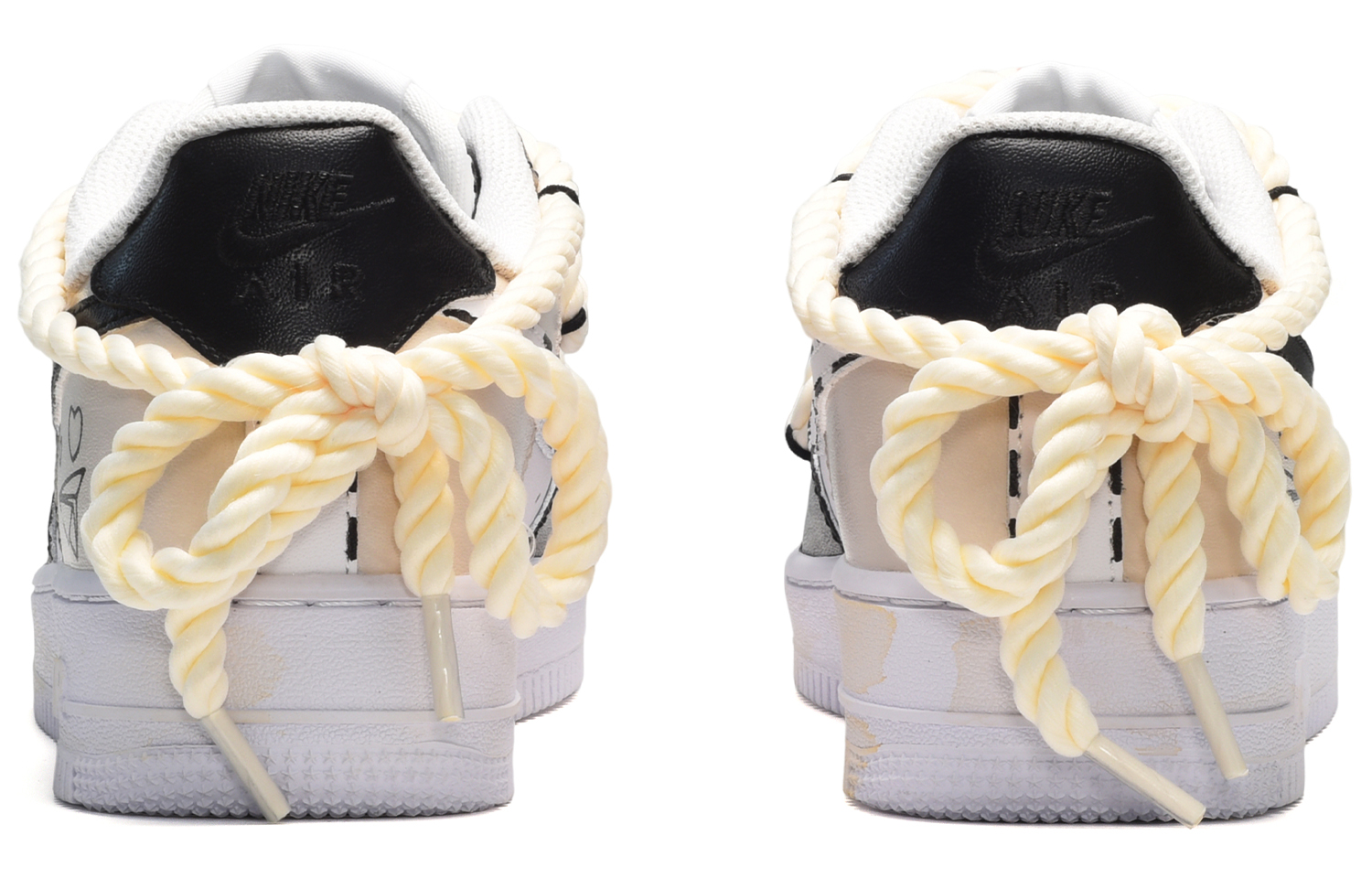 Shop [Sneakers Kustom] Nike Air Force 1 Low 'Anime Smiley Hitam Putih Kuning' CW2288-111(TeamE-男款笑脸布贴黑白黄)