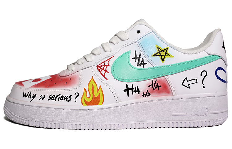 Buy 【客製球鞋】 Nike Air Force 1 Low 空軍一號 塗鴉 愚人節 小丑 低筒 板鞋 男款 藍白紅