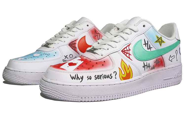 Lookbook 【客製球鞋】 Nike Air Force 1 Low 空軍一號 塗鴉 愚人節 小丑 低筒 板鞋 男款 藍白紅