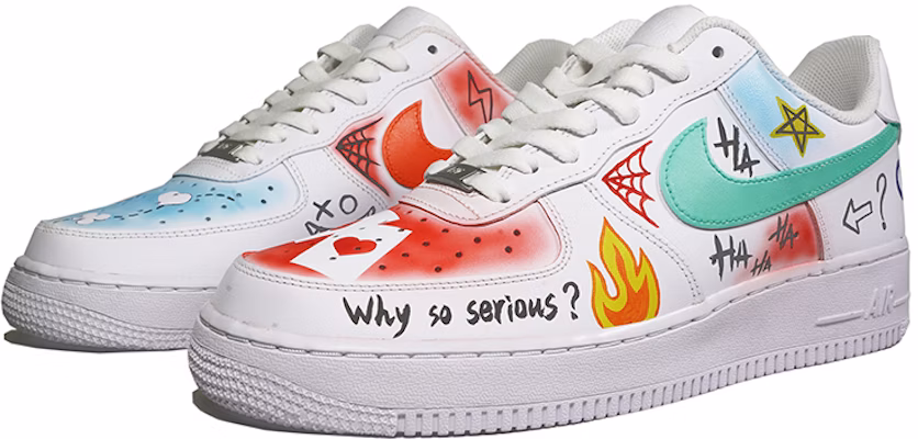 【客製球鞋】 Nike Air Force 1 Low 空軍一號 塗鴉 愚人節 小丑 低筒 板鞋 男款 藍白紅 Lookbook 【客製球鞋】 Nike Air Force 1 Low 空軍一號 塗鴉 愚人節 小丑 低筒 板鞋 男款 藍白紅