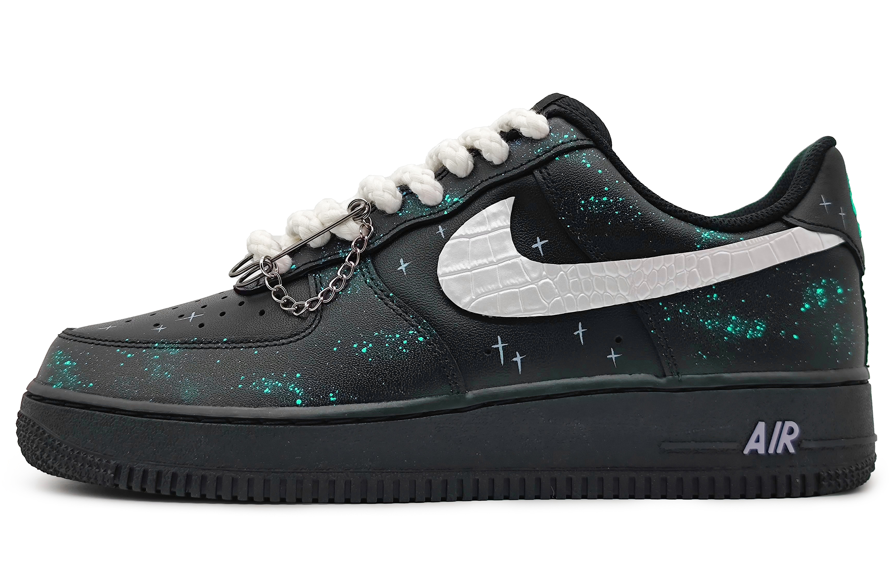 Buy 【訂製球鞋】 Nike Air Force 1 Low '07 空軍一號 極光 繁星點點 珠光皮勾 潮流 低筒 滑板鞋 男款 綠黑銀