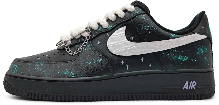 【訂製球鞋】 Nike Air Force 1 Low '07 空軍一號 極光 繁星點點 珠光皮勾 潮流 低筒 滑板鞋 男款 綠黑銀 Buy 【訂製球鞋】 Nike Air Force 1 Low '07 空軍一號 極光 繁星點點 珠光皮勾 潮流 低筒 滑板鞋 男款 綠黑銀