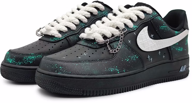 【訂製球鞋】 Nike Air Force 1 Low '07 空軍一號 極光 繁星點點 珠光皮勾 潮流 低筒 滑板鞋 男款 綠黑銀 Lookbook 【訂製球鞋】 Nike Air Force 1 Low '07 空軍一號 極光 繁星點點 珠光皮勾 潮流 低筒 滑板鞋 男款 綠黑銀