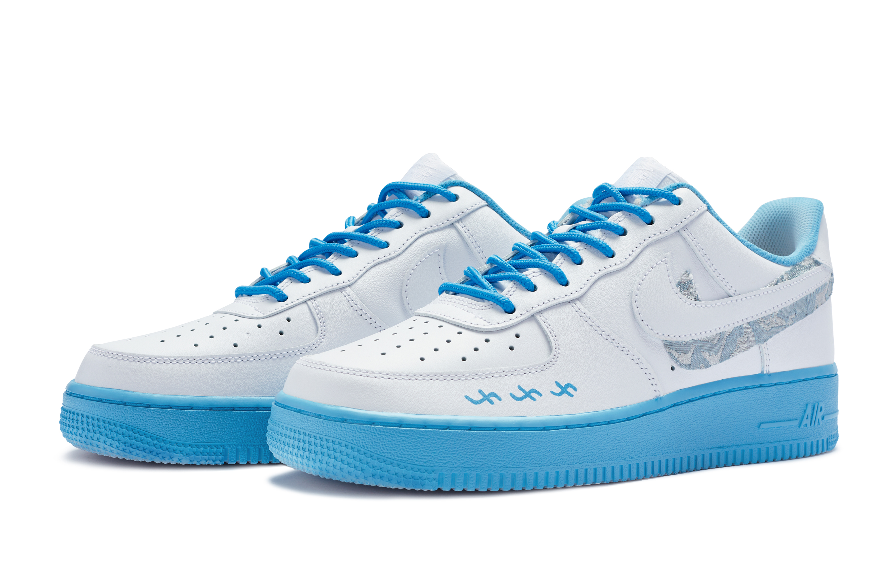 Lookbook [Nike Sepatu Custom] Air Force 1 Low 'Bailan Summer Breeze' DH2920-111(Team80-女款白兰地白蓝)