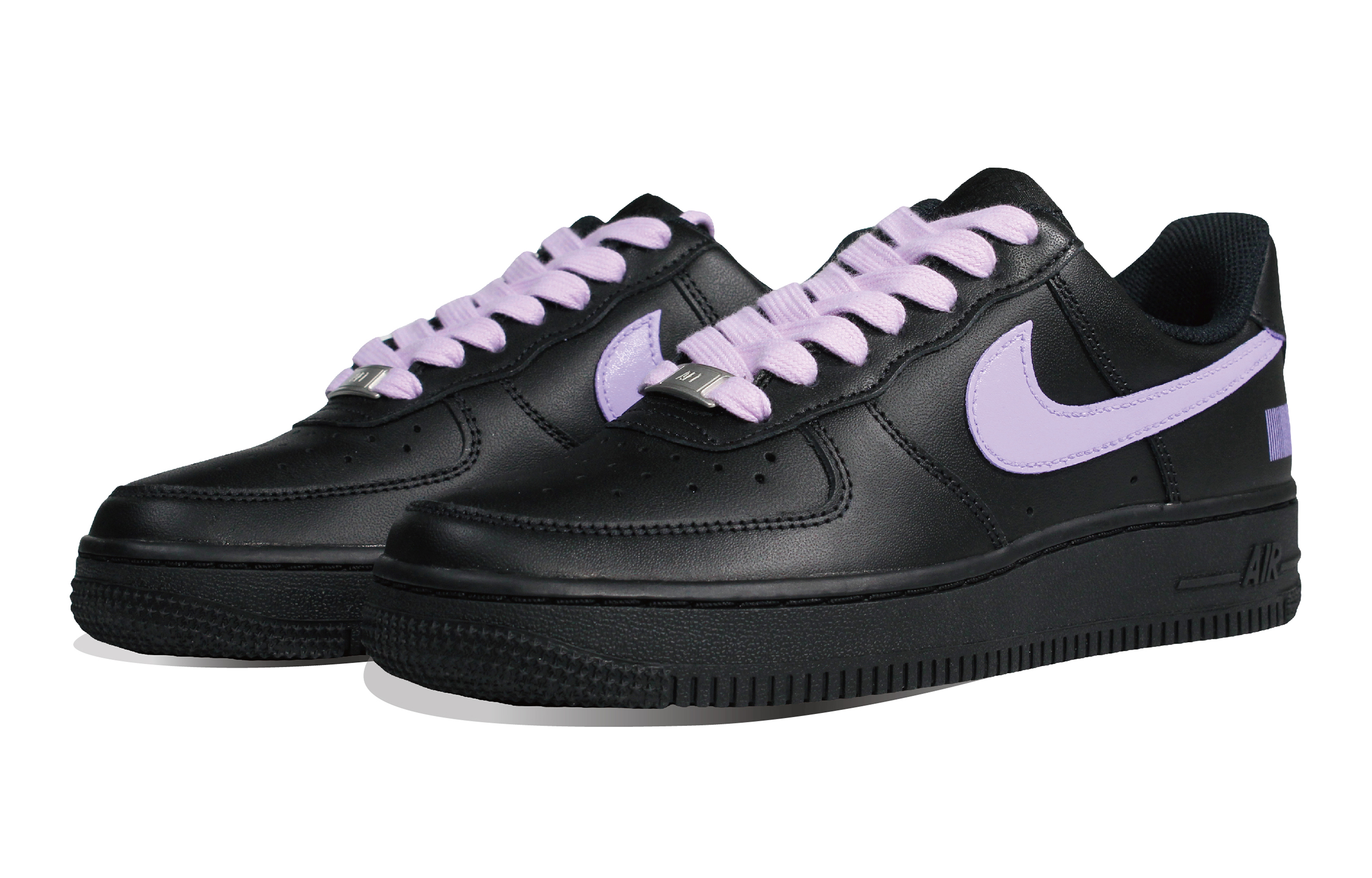 Shop [Sepatu Kustom] Nike Air Force 1 Low 'Barcode Dopamine Hitam Ungu' DD8959-001（Team30-紫喜欢你）