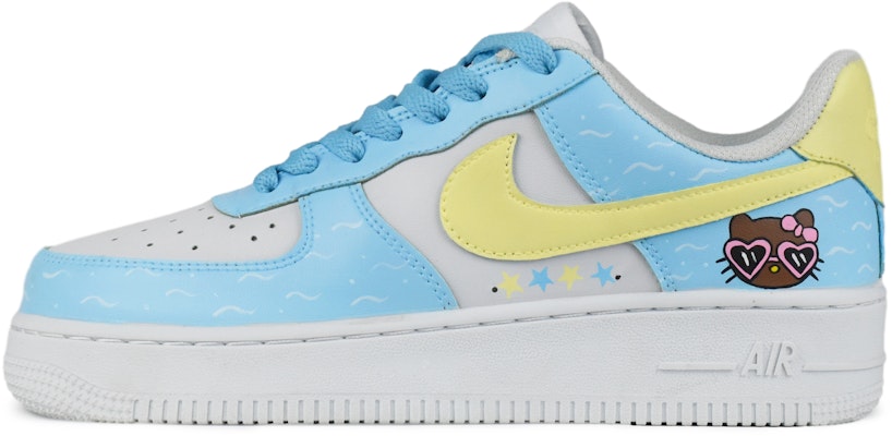 【訂製球鞋】Nike Air Force 1 Low 空軍一號 沙灘貓咪 手繪塗鴉 低幫 板鞋 男款 白藍黃 Buy 【訂製球鞋】Nike Air Force 1 Low 空軍一號 沙灘貓咪 手繪塗鴉 低幫 板鞋 男款 白藍黃