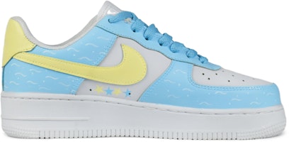 【訂製球鞋】Nike Air Force 1 Low 空軍一號 沙灘貓咪 手繪塗鴉 低幫 板鞋 男款 白藍黃 Order 【訂製球鞋】Nike Air Force 1 Low 空軍一號 沙灘貓咪 手繪塗鴉 低幫 板鞋 男款 白藍黃
