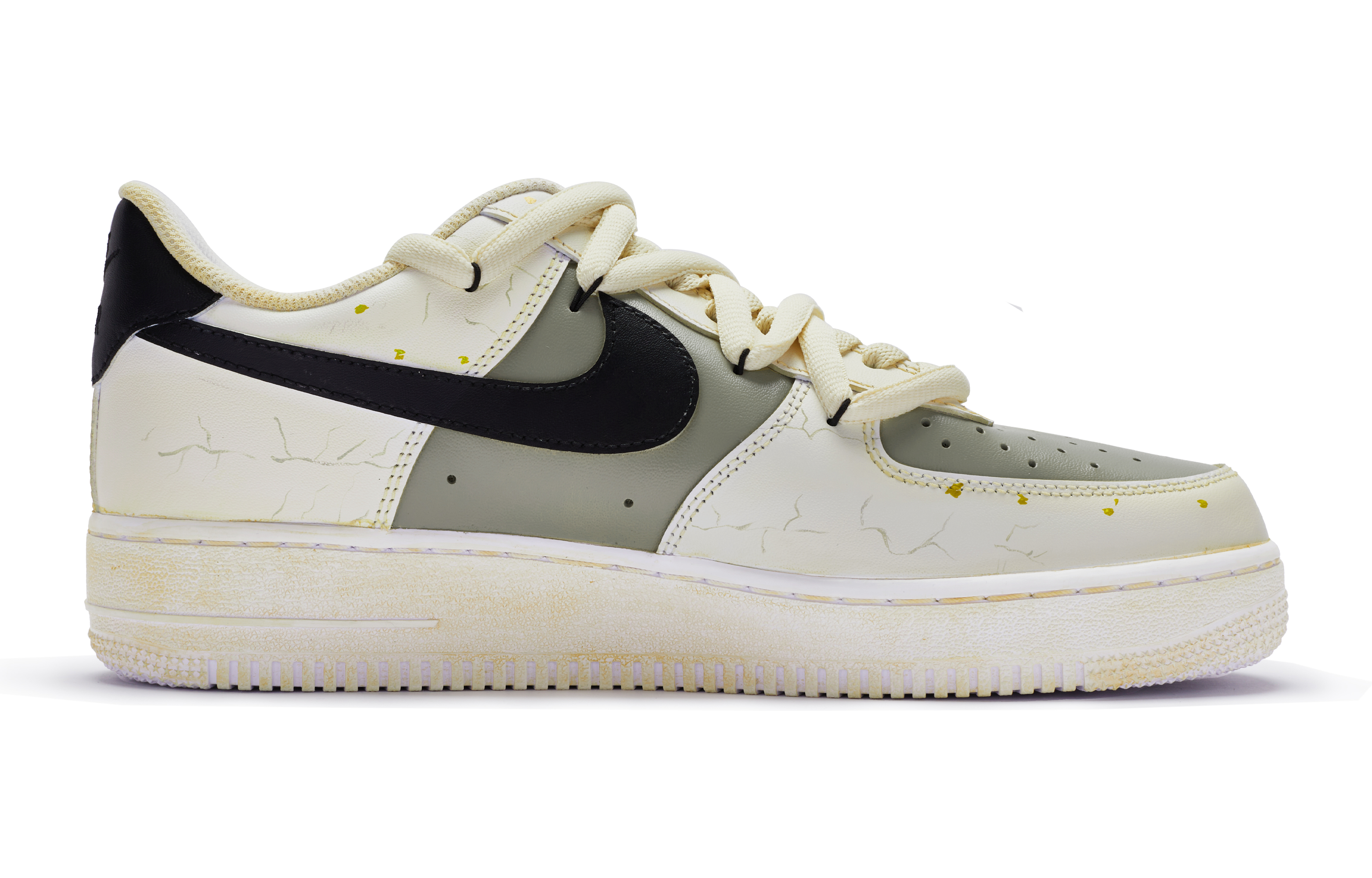 Order [Kasut Custom] Nike Air Force 1 Low 'Beige-Hitam Tangan-Dicatan' DH2920-111(TeamR-女款病态编织)