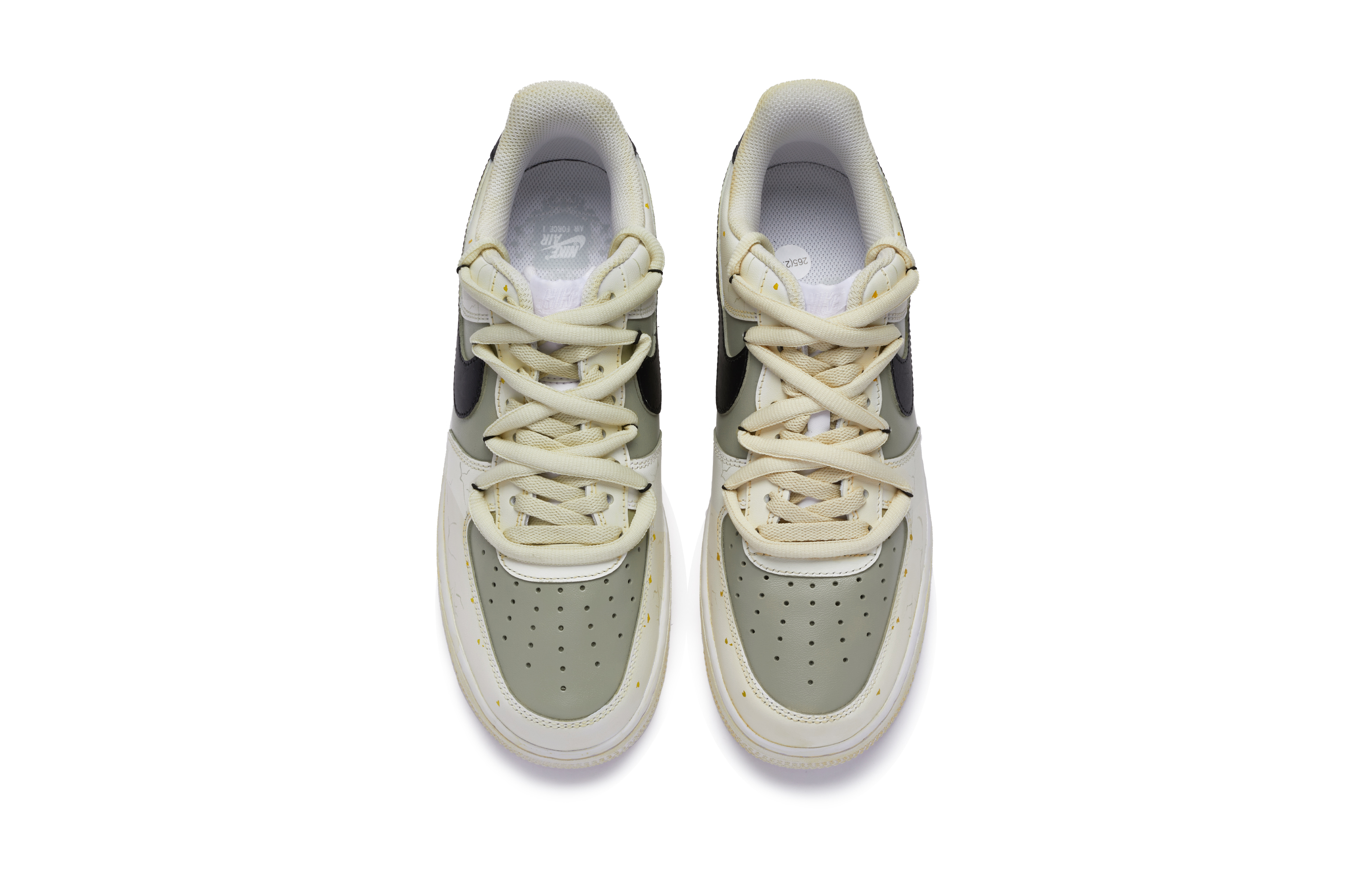 Shop [Kasut Custom] Nike Air Force 1 Low 'Beige-Hitam Tangan-Dicatan' DH2920-111(TeamR-女款病态编织)