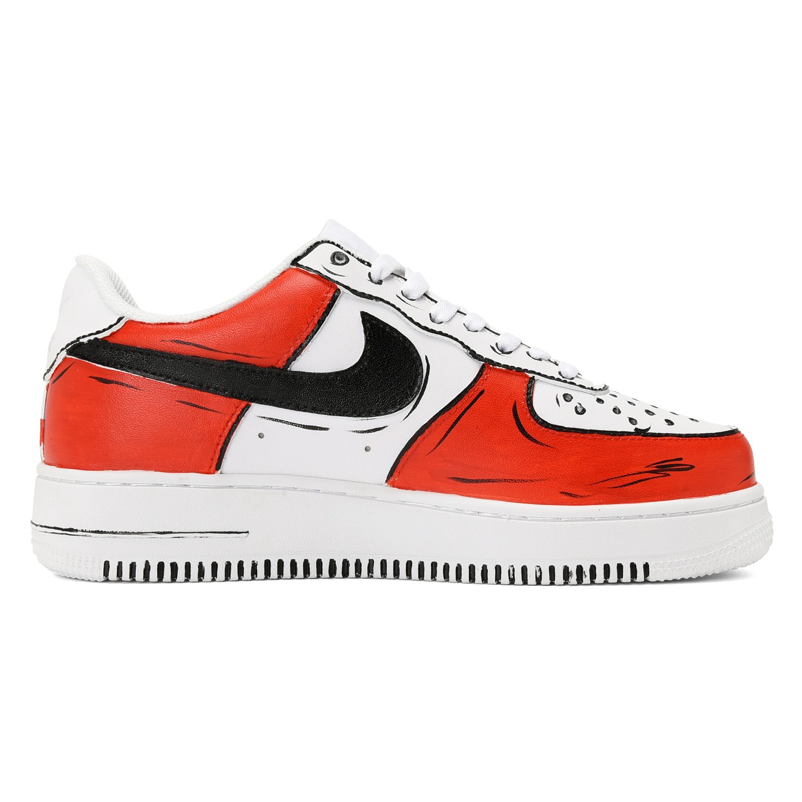 Order [Kasut Custom] Nike Air Force 1 Low 'Beijing Opera Mask - Hitam Merah Grafiti' CW2288-111(Team23-男款-京剧脸谱-纯白)
