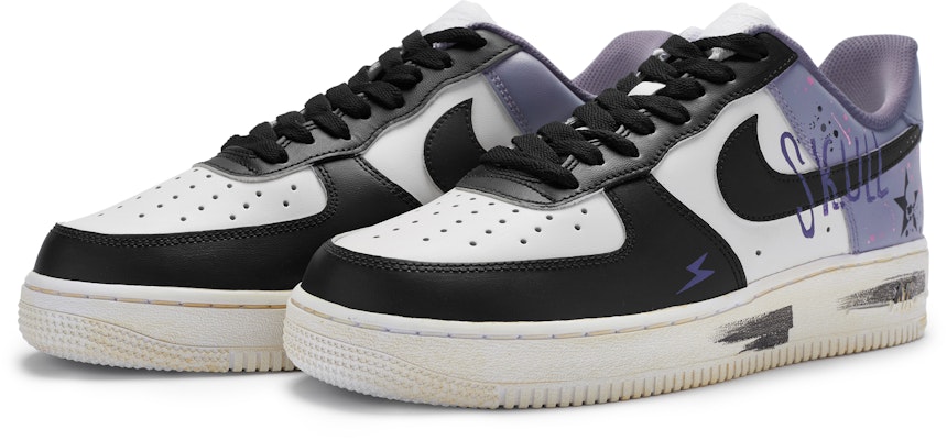 【定製球鞋】 Nike Air Force 1 Low BIGNIU 暗影骷髏 老化 手繪噴繪 低筒 板鞋 GS 紫黑白 Lookbook 【定製球鞋】 Nike Air Force 1 Low BIGNIU 暗影骷髏 老化 手繪噴繪 低筒 板鞋 GS 紫黑白
