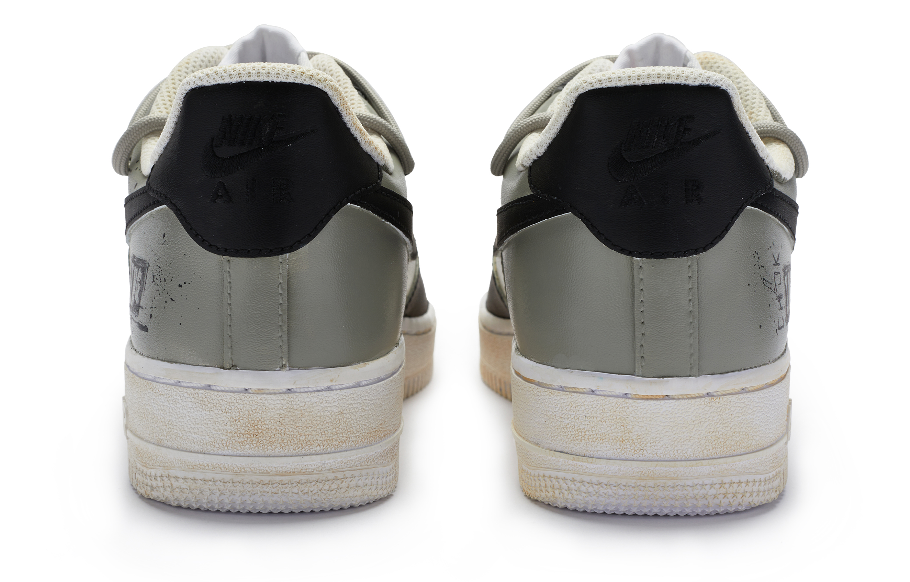 Purchase [Kasut Custom] Nike Air Force 1 Low 'BIGNIU Silent Emotion Hitam Putih Kelabu' CW2288-111(TeamR-男款无声缠绕)