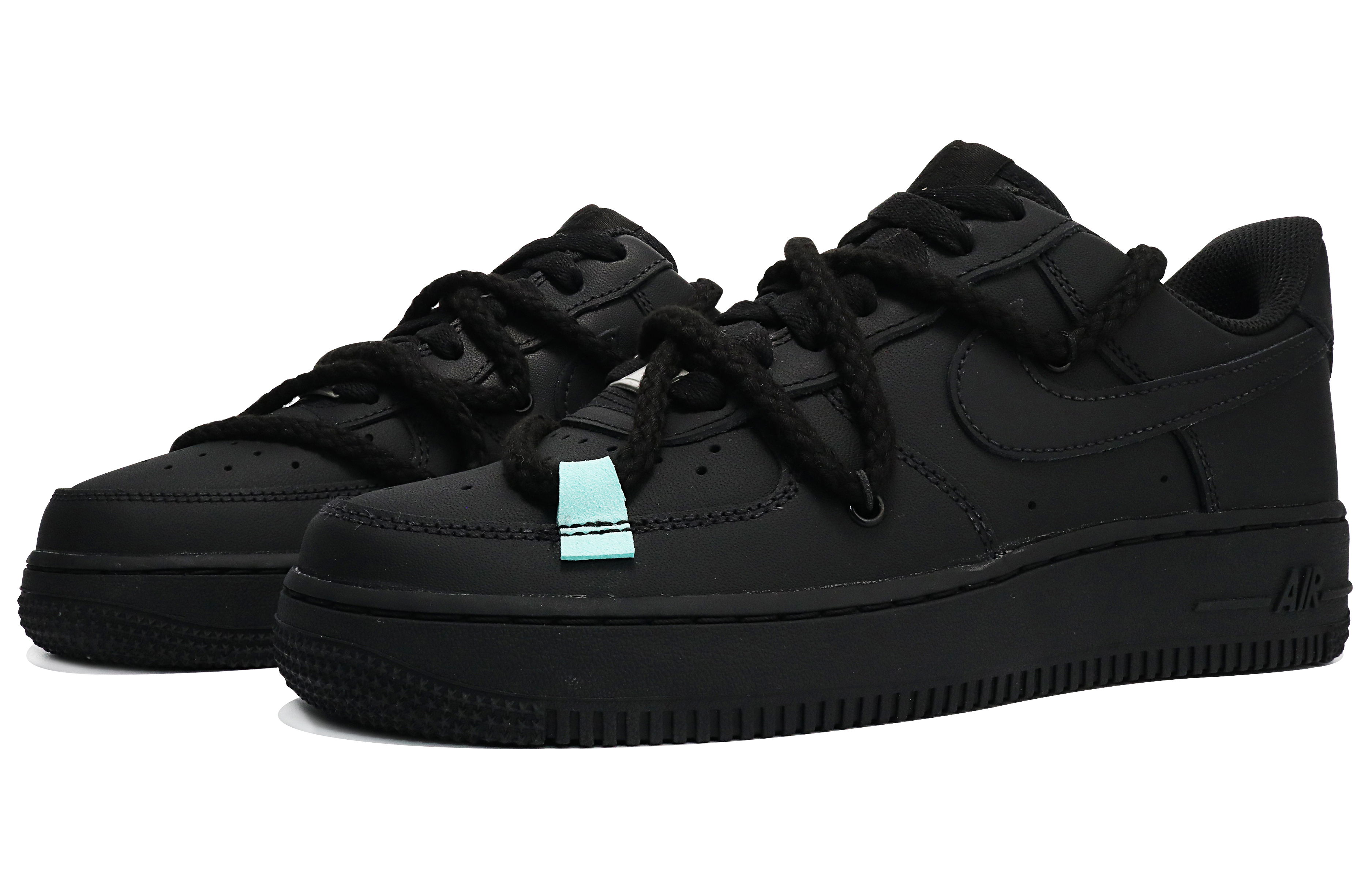 Lookbook カスタム Nike Air Force 1 Low "黒ダースベイダー" CW2288-001(TeamTen-男款麻绳炭黑QD)