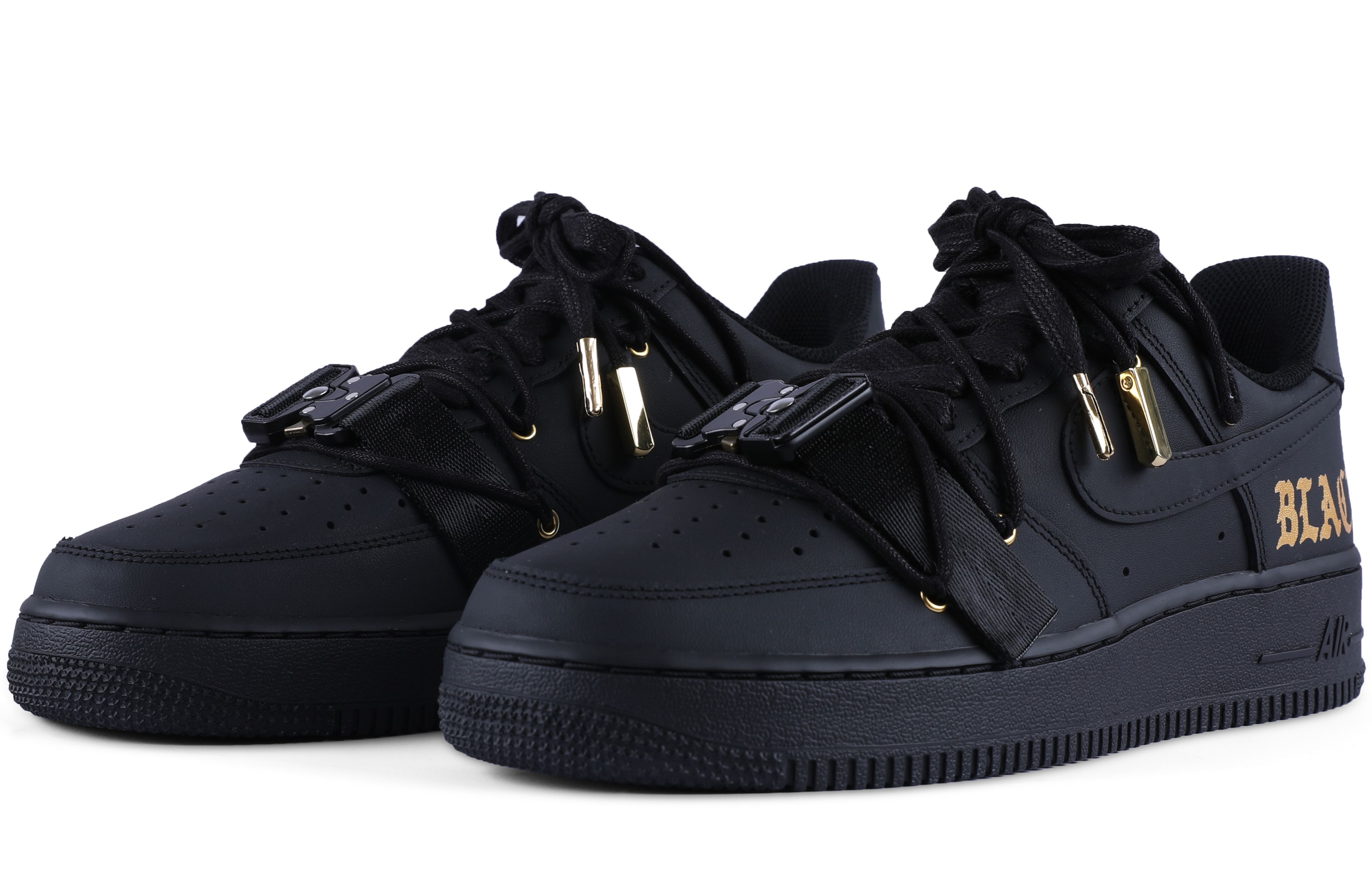 Lookbook [Zapatillas Personalizadas] Nike Air Force 1 Low 'Negro Oro' CW2288-001(Team55-哑光黑金S-BOX)