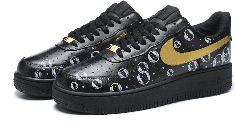 나이키 에어포스 1 로우 '블랙 골드 버블' (커스텀) CW2288-001(Team54--男女同款黑金气泡) Lookbook 나이키 에어포스 1 로우 '블랙 골드 버블' (커스텀) CW2288-001(Team54--男女同款黑金气泡)