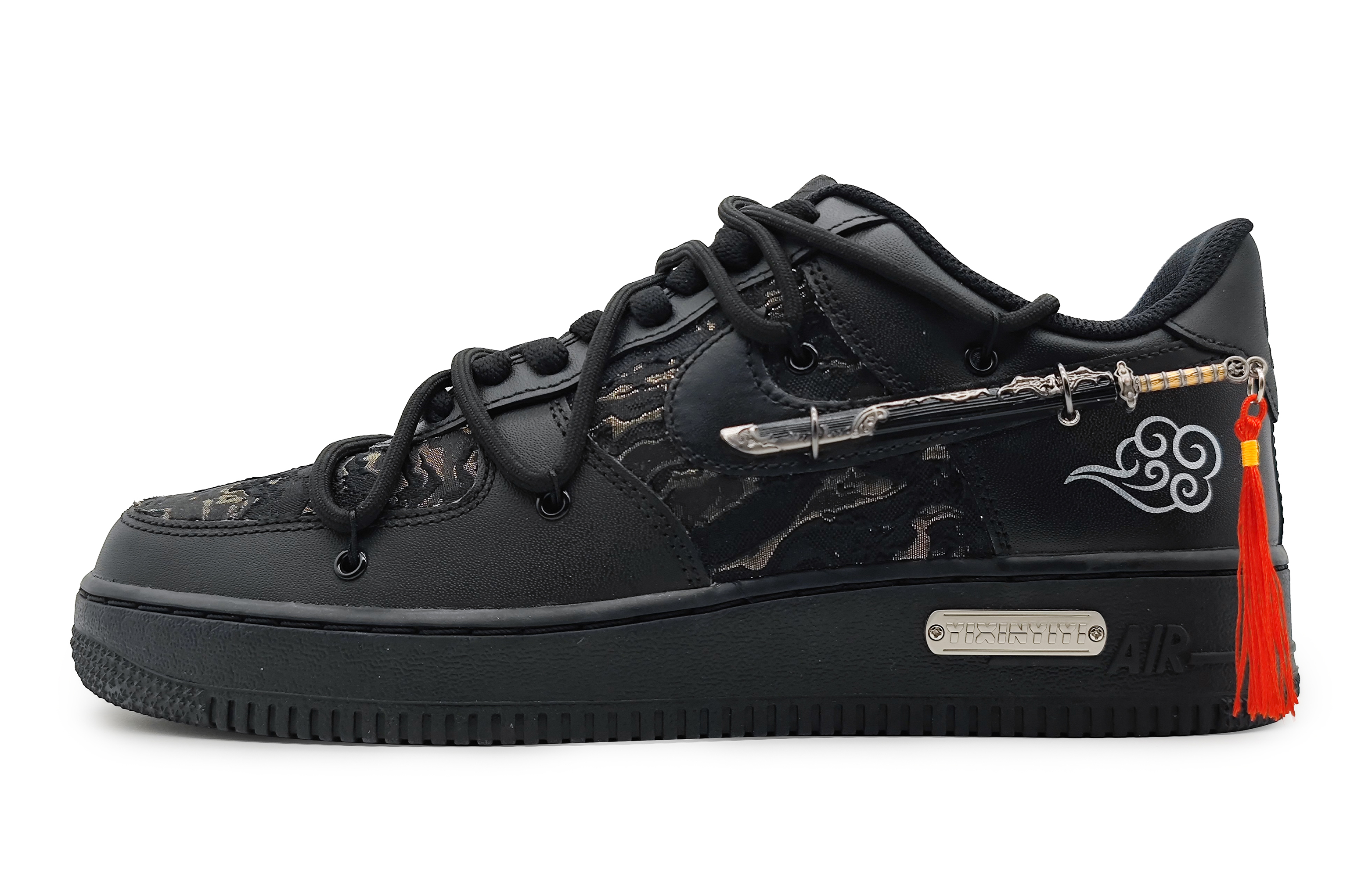 Buy [Nike Sepatu Custom] Air Force 1 Rendah 'Swoosh Emas Hitam Custom' DH2920-001(Team16-鎏金佩剑2.0)