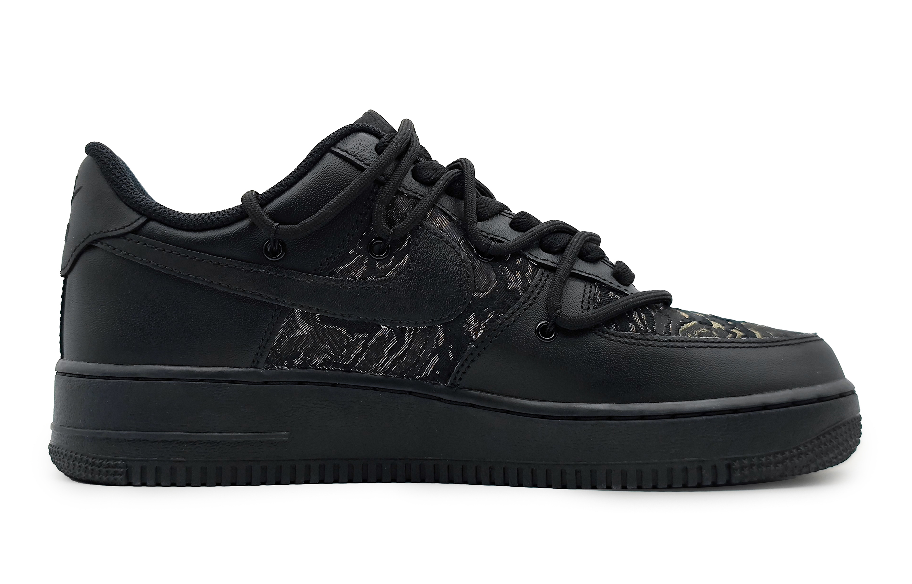 Order [Nike Sepatu Custom] Air Force 1 Rendah 'Swoosh Emas Hitam Custom' DH2920-001(Team16-鎏金佩剑2.0)