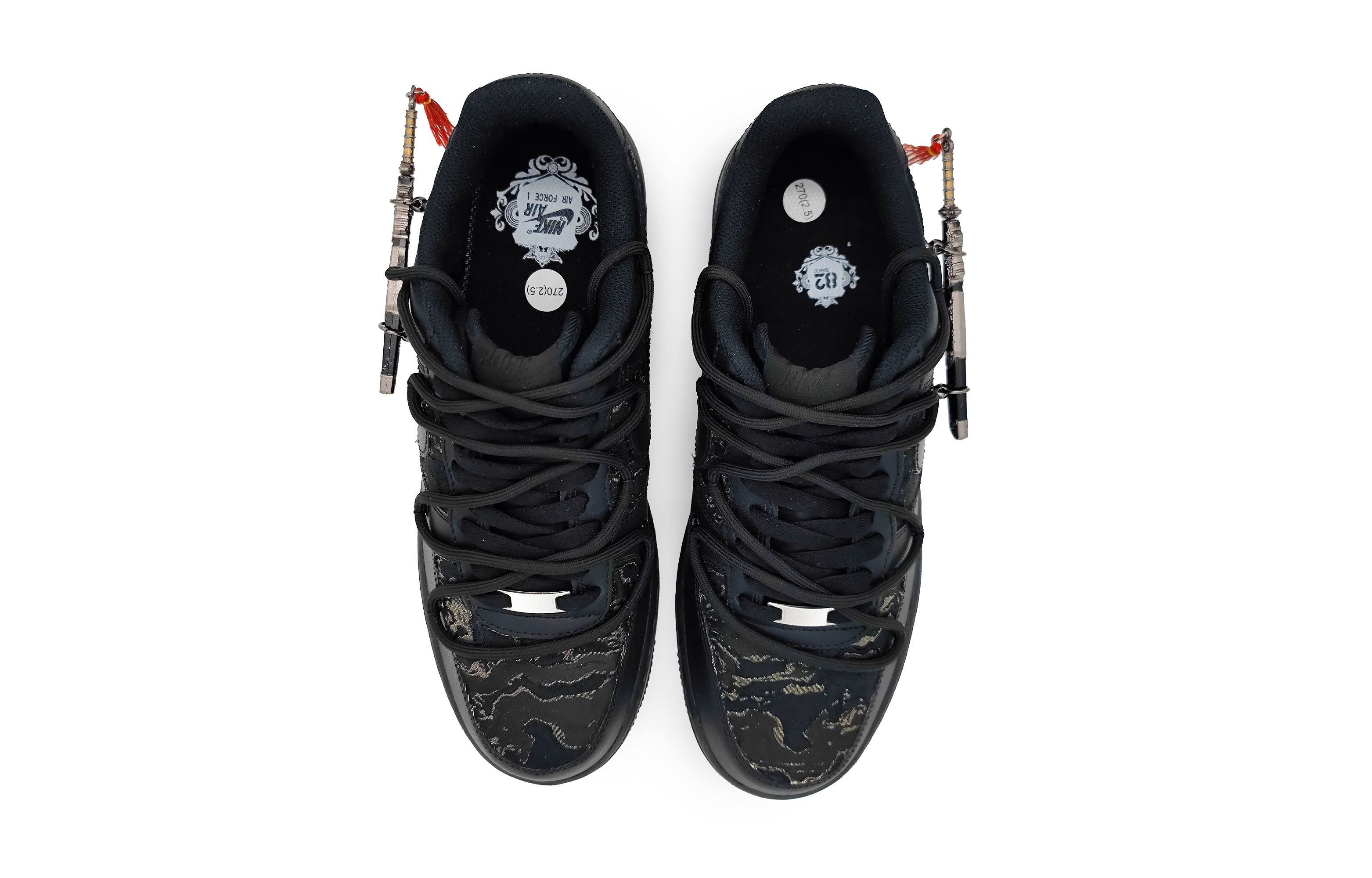 Shop [Nike Sepatu Custom] Air Force 1 Rendah 'Swoosh Emas Hitam Custom' DH2920-001(Team16-鎏金佩剑2.0)