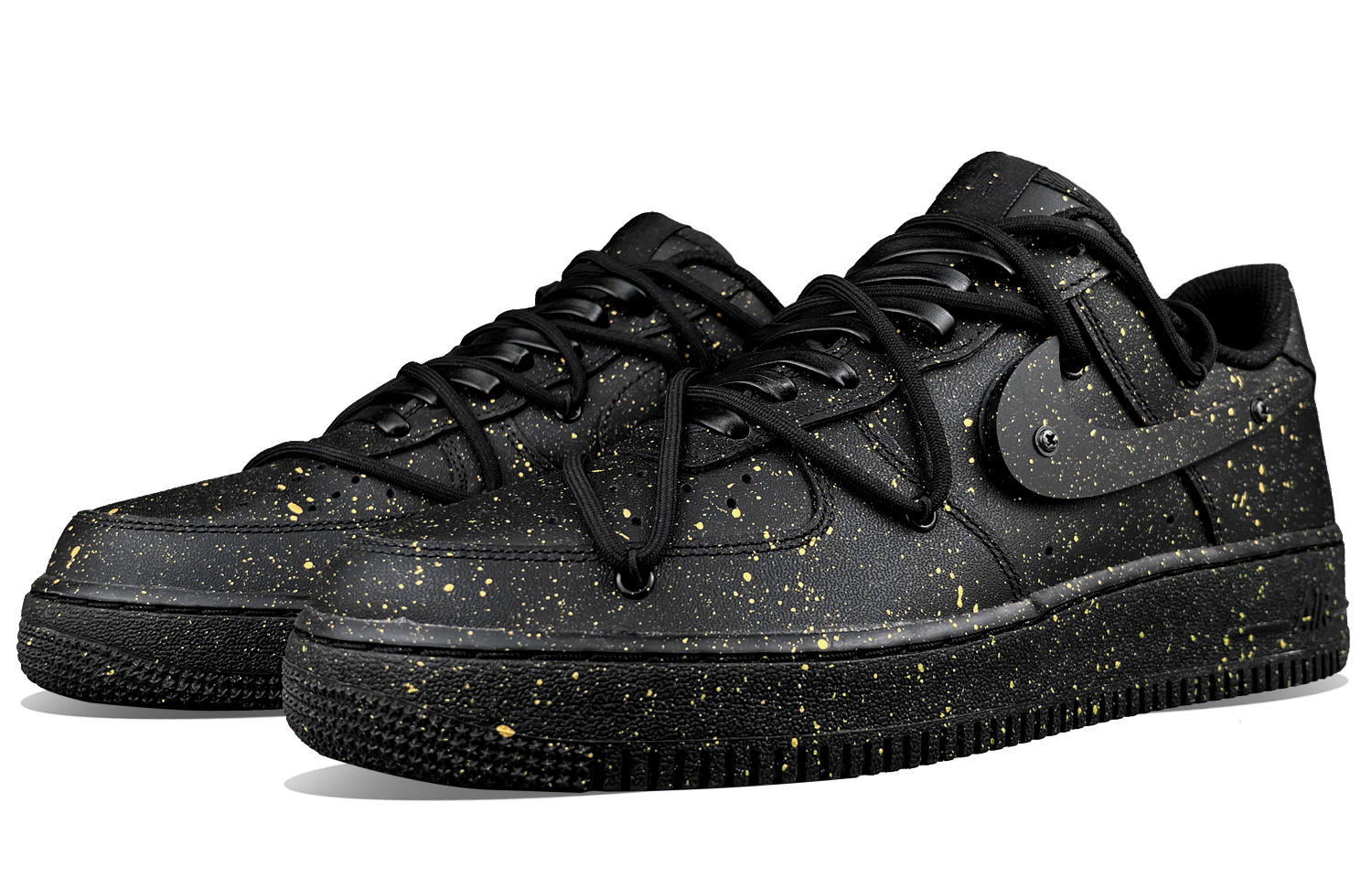 Lookbook [Zapatillas Personalizadas] Nike Air Force 1 Low 'Negro Oro Graffiti' CW2288-001(Team50-AF1金点泼墨)