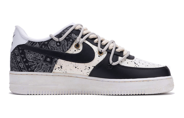 Order [定制鞋] 耐克空军一号低帮 '黑灰佩斯利' DH2920-111(Team11-女款腰果花泼墨黑灰)
