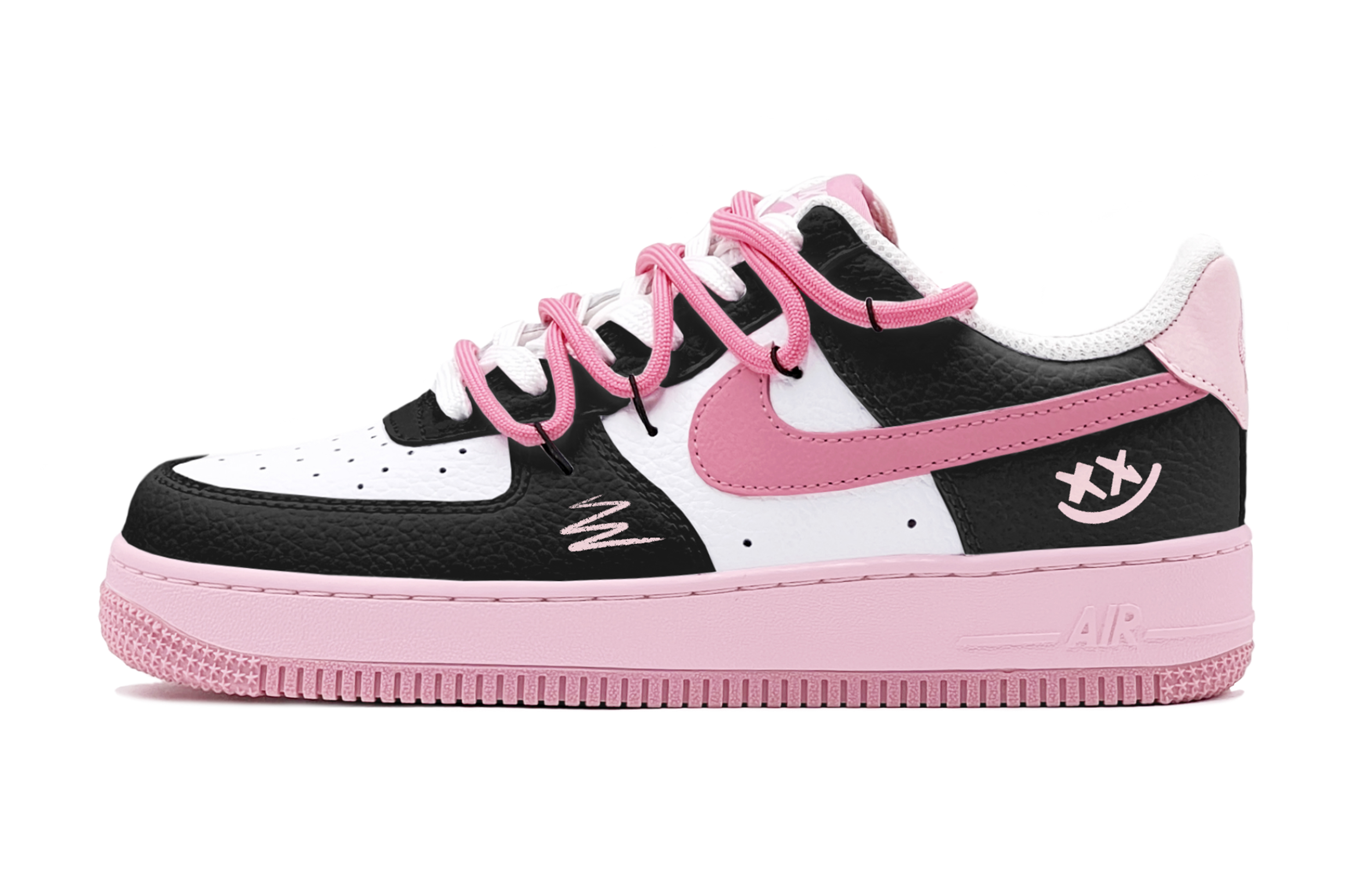 Buy [Sepatu Kustom] Nike Air Force 1 Low 'Humor Hitam' CT3839-107(TeamS-黑粉笑脸女S-BOX)