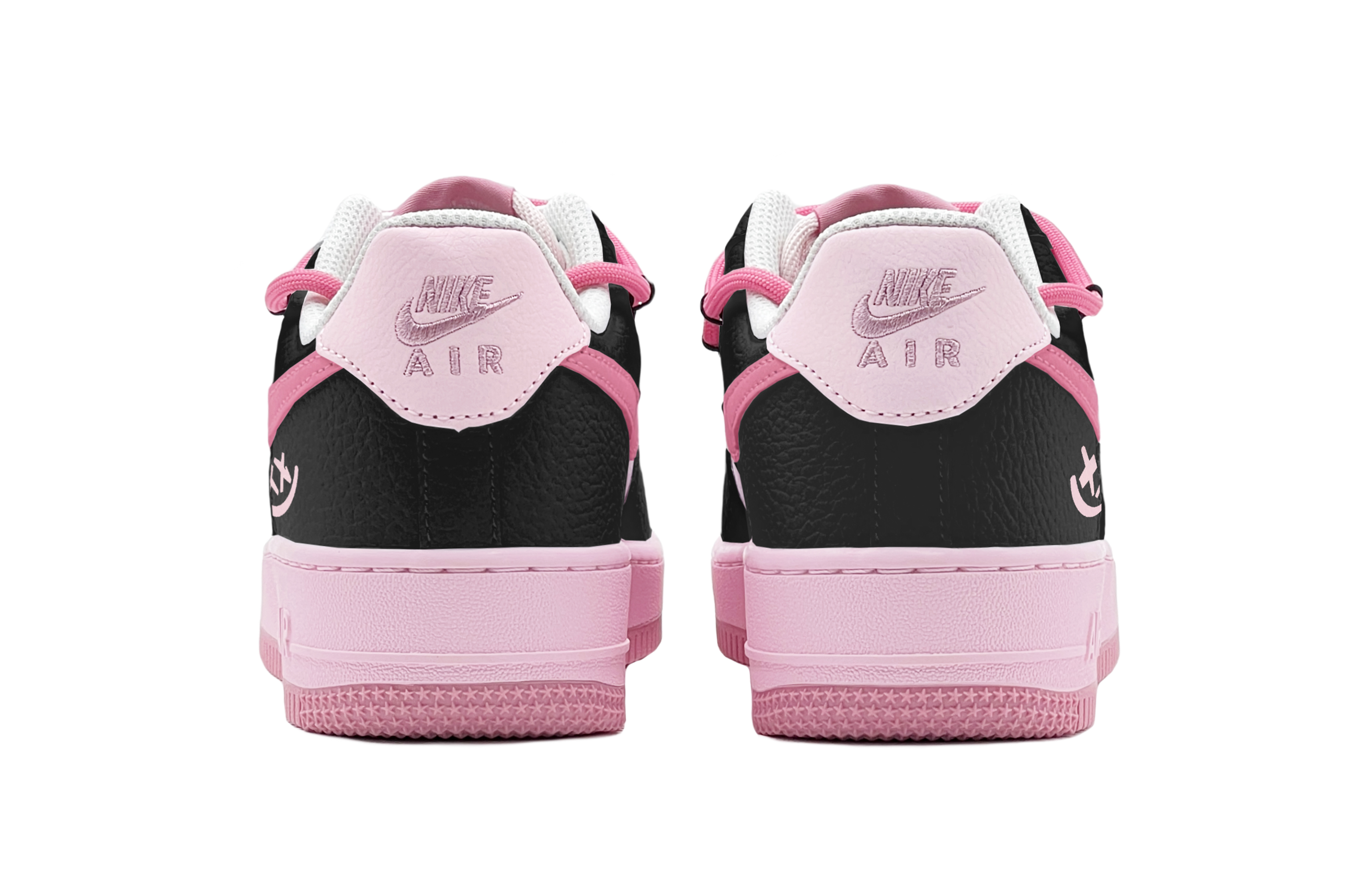 Shop [Sepatu Kustom] Nike Air Force 1 Low 'Humor Hitam' CT3839-107(TeamS-黑粉笑脸女S-BOX)