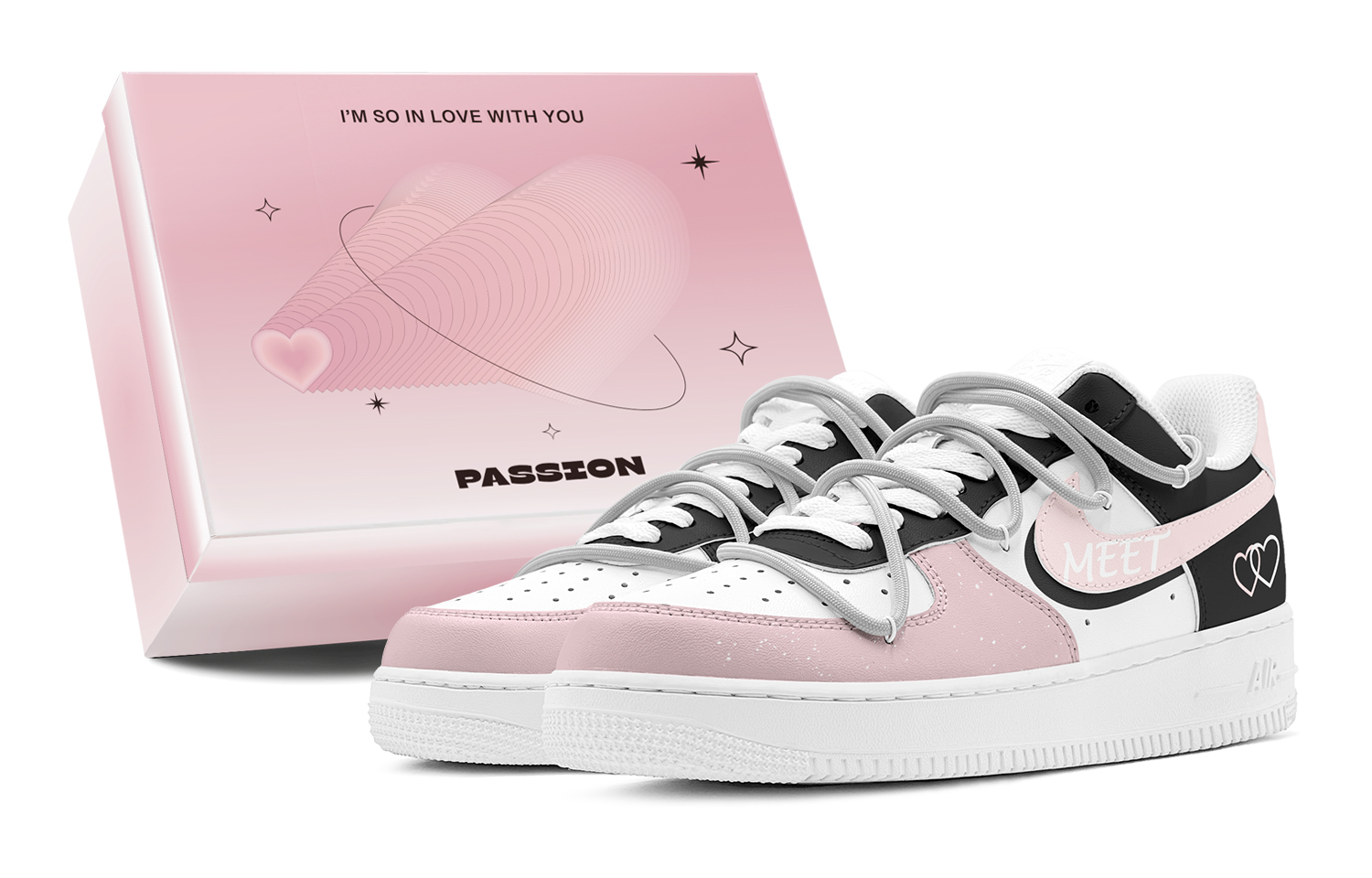 Buy [カスタムシューズ] ナイキ エアフォース1 ロー 'ブラックピンク' DH2920-111(TeamS-浪漫黑粉女S-BOX)