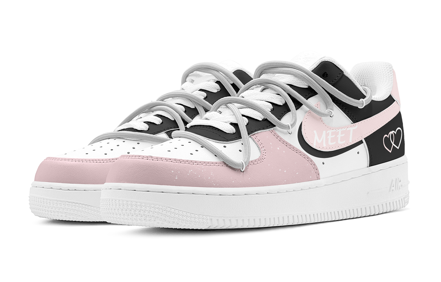 Shop [カスタムシューズ] ナイキ エアフォース1 ロー 'ブラックピンク' DH2920-111(TeamS-浪漫黑粉女S-BOX)