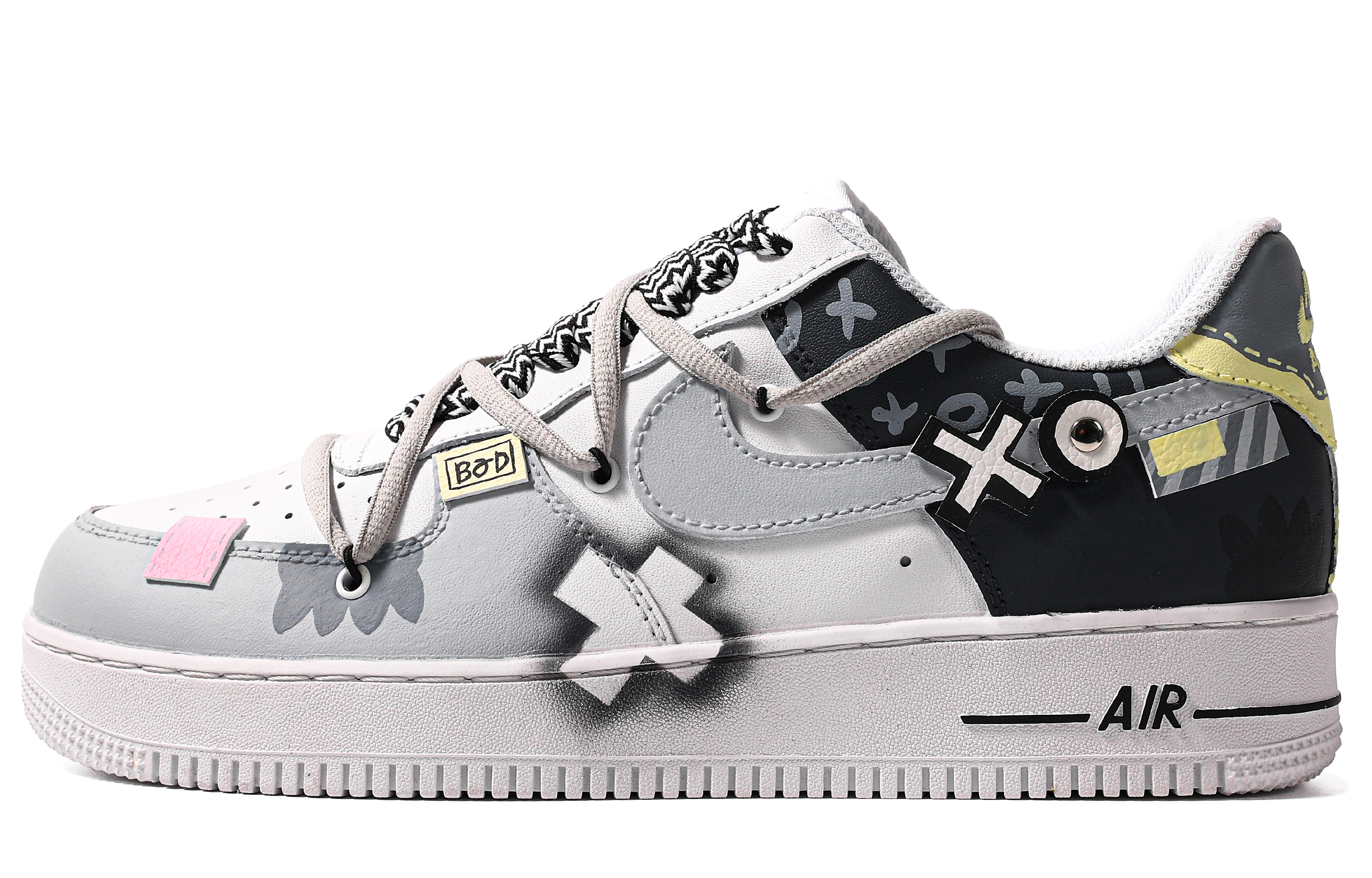 Buy 【客製化球鞋】Nike Air Force 1 Low 07 特殊鞋盒 黑色電台 低筒 板鞋 男款 灰黑