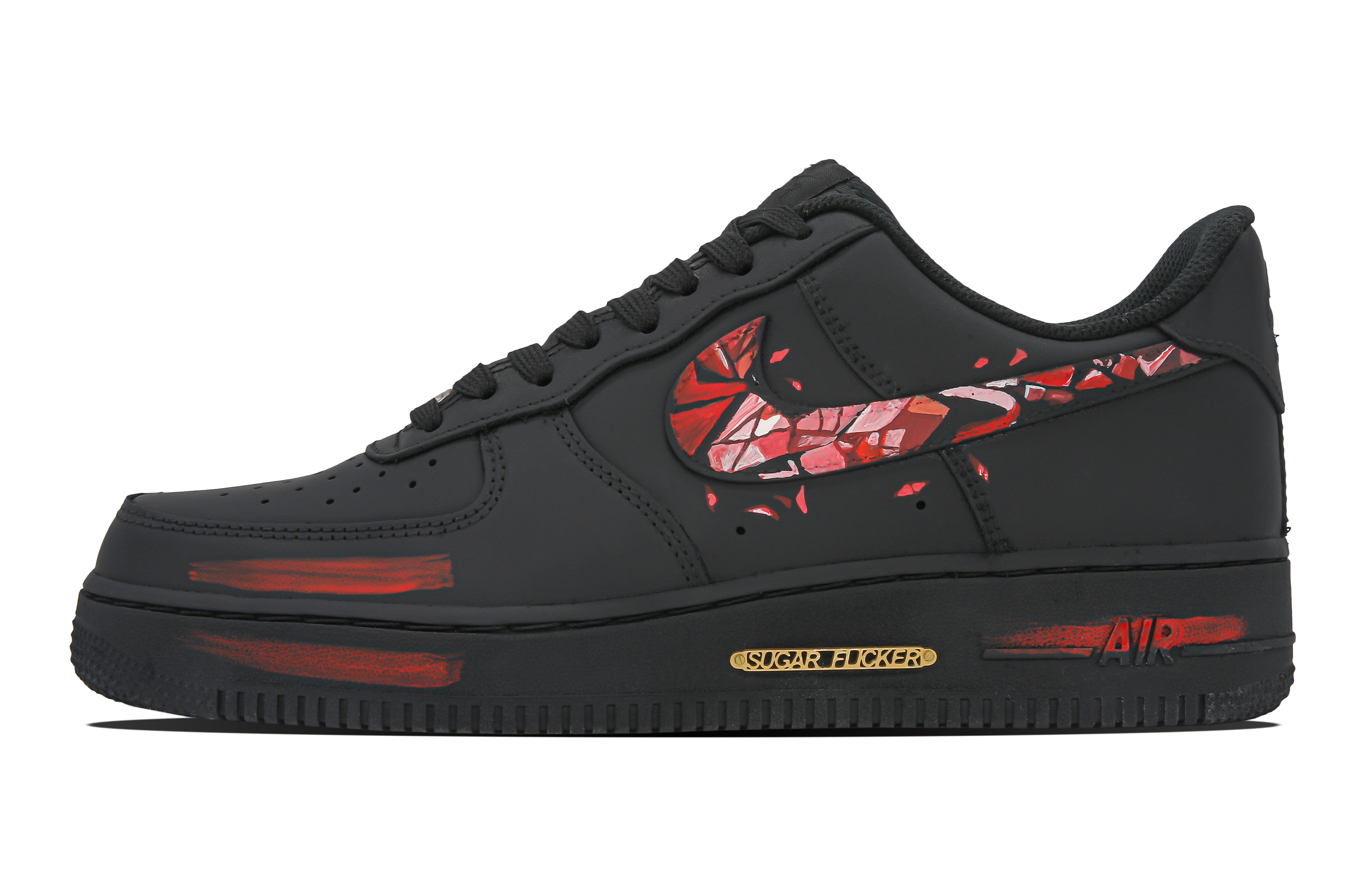 Buy Zapatillas Nike Air Force 1 Low 'Swoosh Negro Rojo Personalizadas' CW2288-001(Teamone-AF1碎钩）