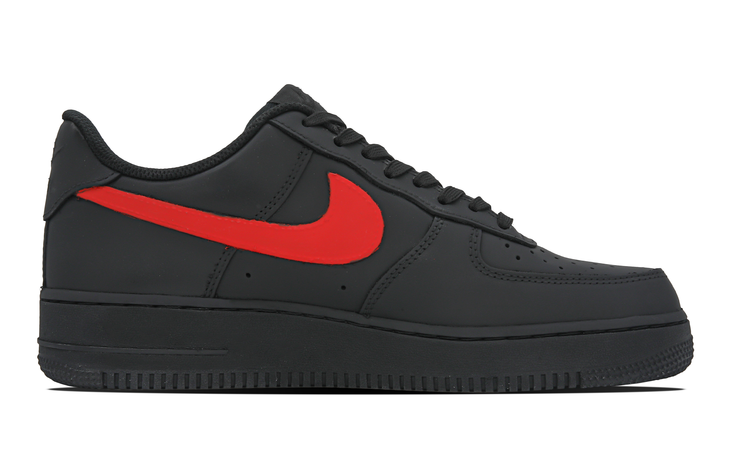 Order Zapatillas Nike Air Force 1 Low 'Swoosh Negro Rojo Personalizadas' CW2288-001(Teamone-AF1碎钩）