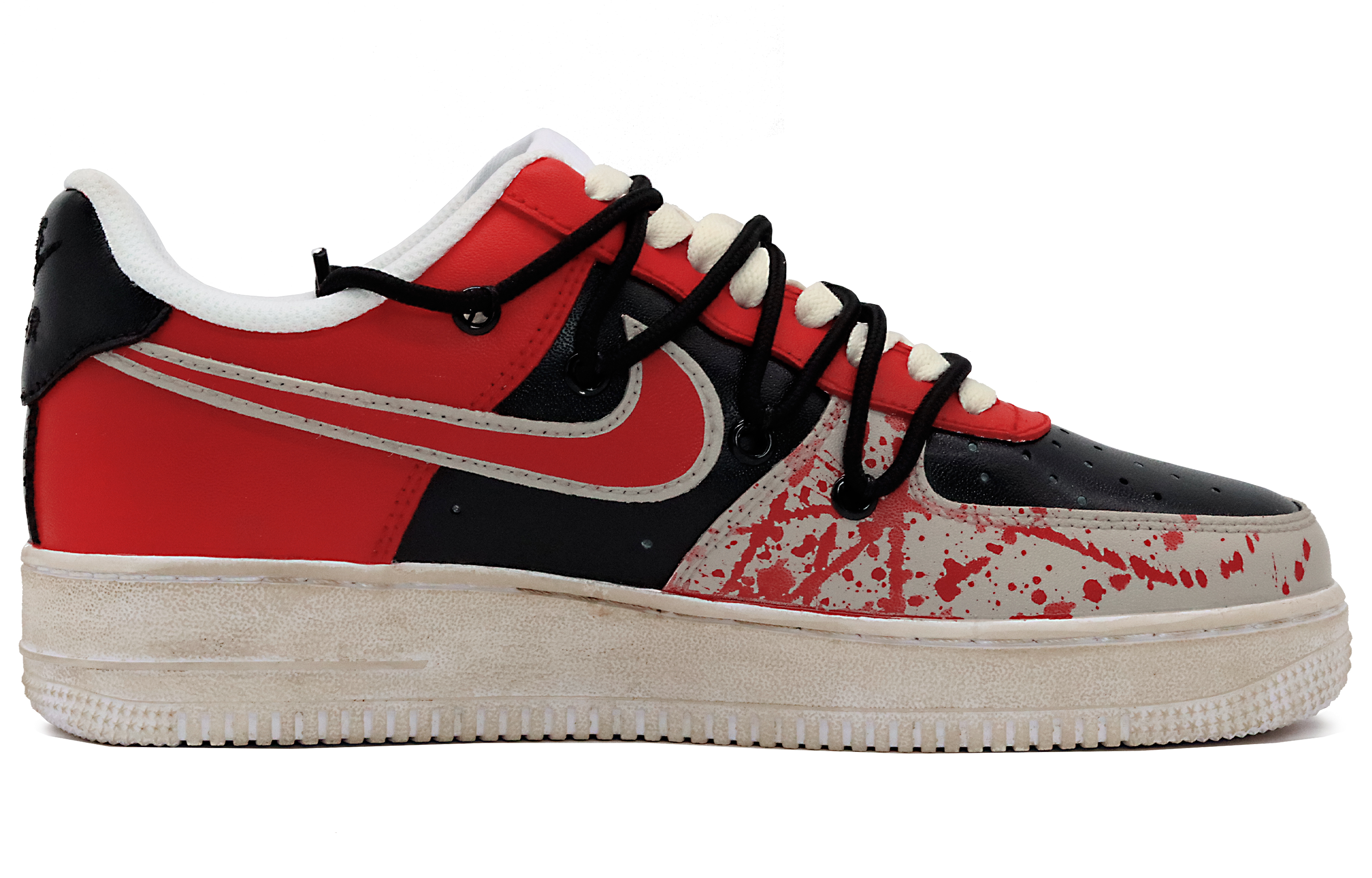 Order [Sepatu Custom] Nike Air Force 1 Low 'Graffiti Hitam Merah' CW2288-111(Team52-暴力美学男款S-BOX)