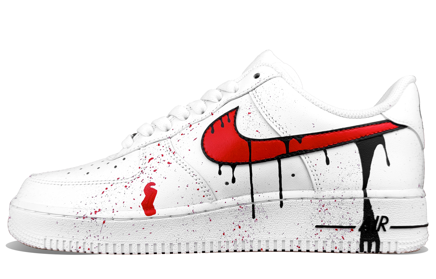 [Custom Shoes] Nike Air Force 1 Low 'Black Red Splatter Graffiti'