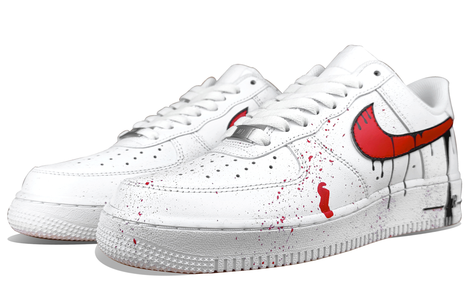 [Custom Shoes] Nike Air Force 1 Low 'Black Red Splatter Graffiti' 圖 3