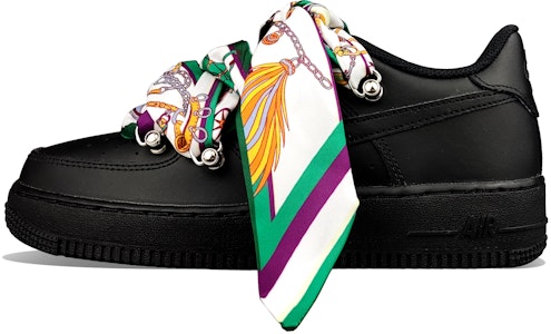 【客製化球鞋】Nike Air Force 1 Low 空軍一號 中古風 解構 絲綢綁帶 金屬拉環 街頭潮流 低筒 休閒鞋 GS 黑色 Buy 【客製化球鞋】Nike Air Force 1 Low 空軍一號 中古風 解構 絲綢綁帶 金屬拉環 街頭潮流 低筒 休閒鞋 GS 黑色