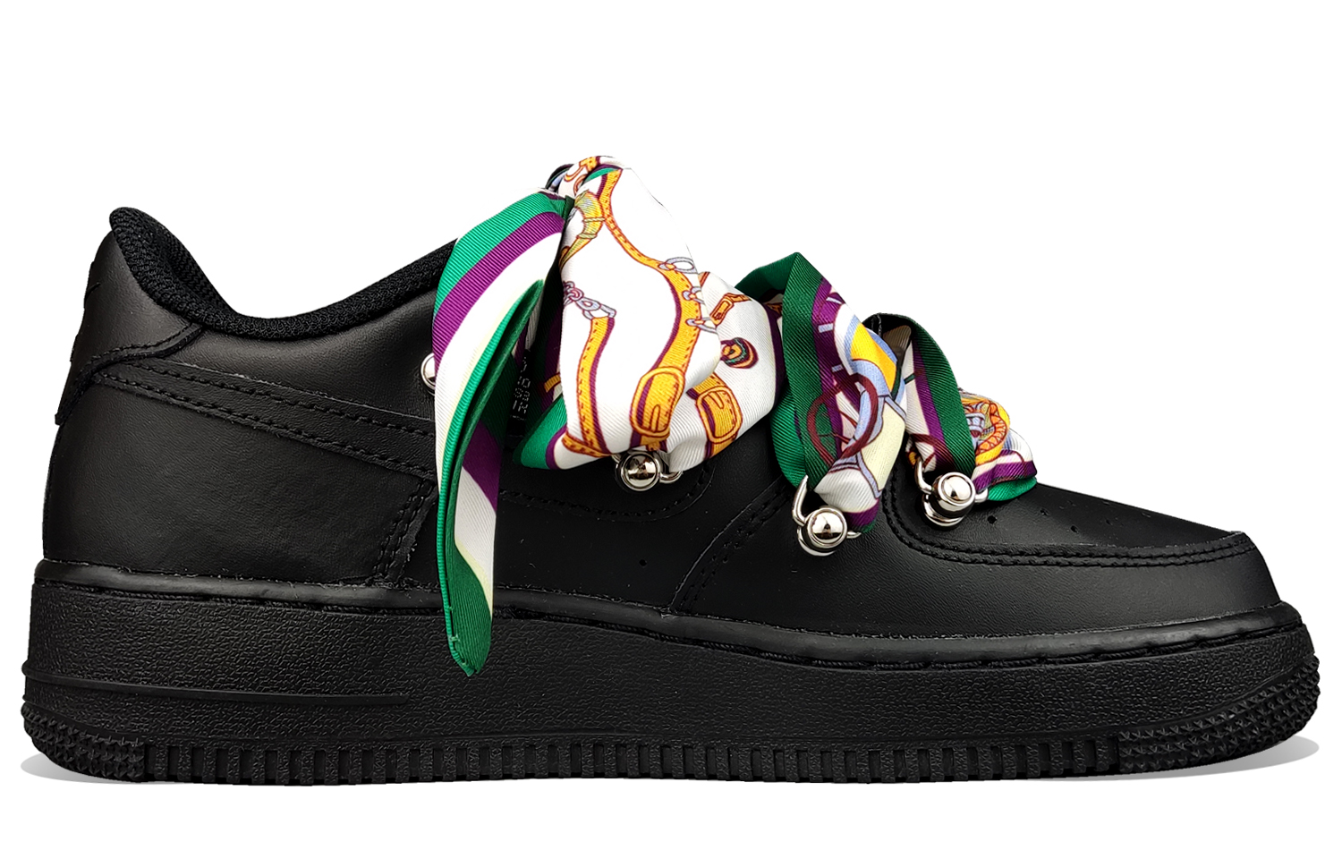 Order カスタム Nike AF1 ロー "黒シルク 解体" DH2920-001(Team50-绿丝绸空军黑QD)