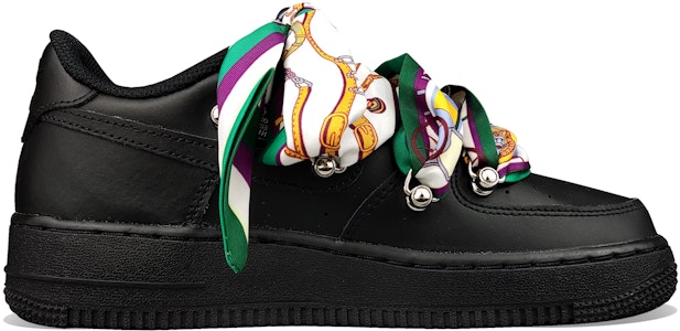 【客製化球鞋】Nike Air Force 1 Low 空軍一號 中古風 解構 絲綢綁帶 金屬拉環 街頭潮流 低筒 休閒鞋 GS 黑色 Order 【客製化球鞋】Nike Air Force 1 Low 空軍一號 中古風 解構 絲綢綁帶 金屬拉環 街頭潮流 低筒 休閒鞋 GS 黑色