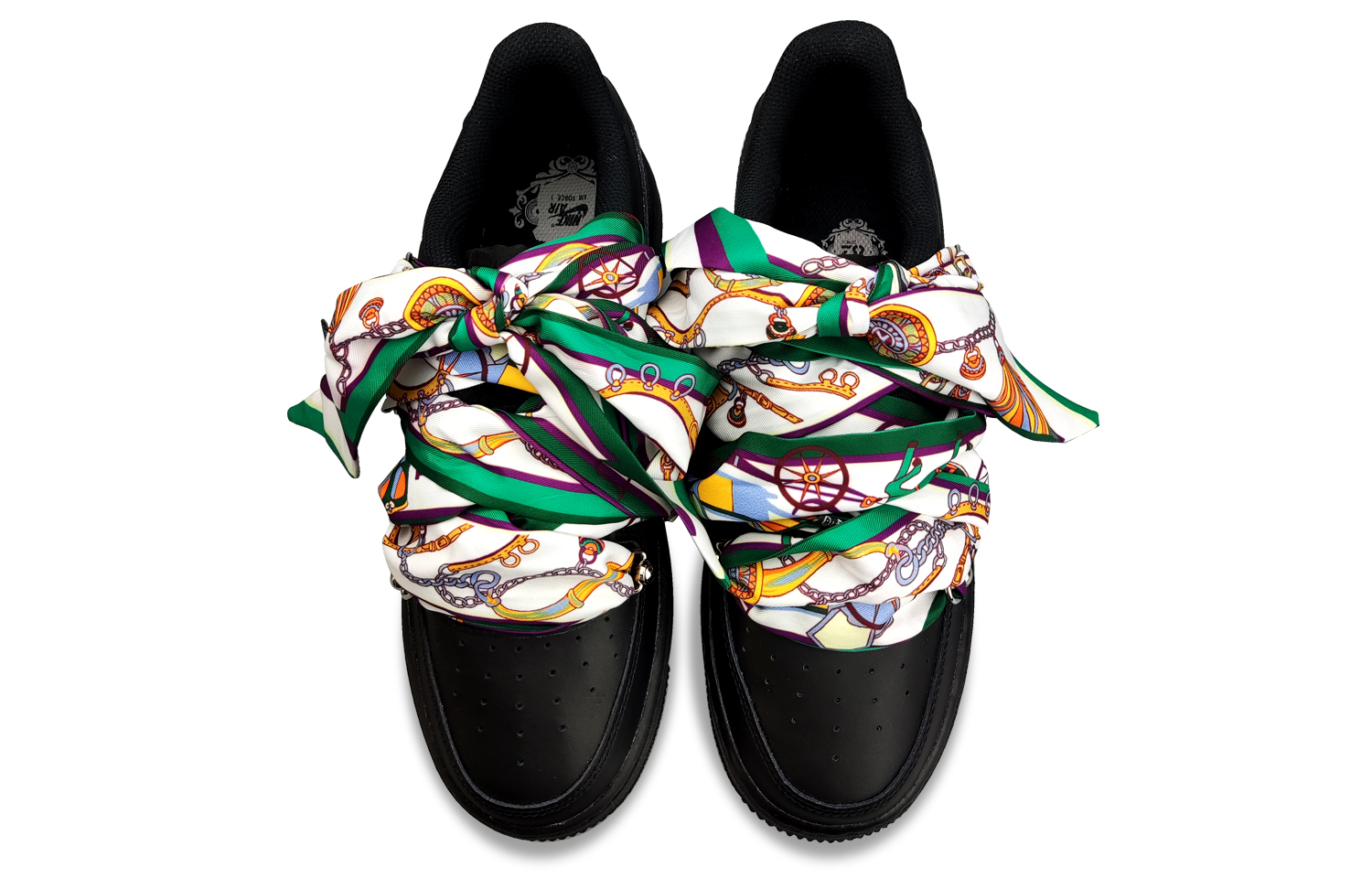 Shop カスタム Nike AF1 ロー "黒シルク 解体" DH2920-001(Team50-绿丝绸空军黑QD)