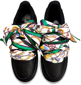 【客製化球鞋】Nike Air Force 1 Low 空軍一號 中古風 解構 絲綢綁帶 金屬拉環 街頭潮流 低筒 休閒鞋 GS 黑色 Shop 【客製化球鞋】Nike Air Force 1 Low 空軍一號 中古風 解構 絲綢綁帶 金屬拉環 街頭潮流 低筒 休閒鞋 GS 黑色